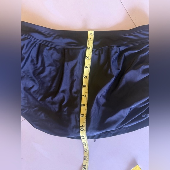 Free Country Bikini Bottoms Skirt Ruched Black  Beach Size M 8/10 Elastic Waist - Picture 8 of 16